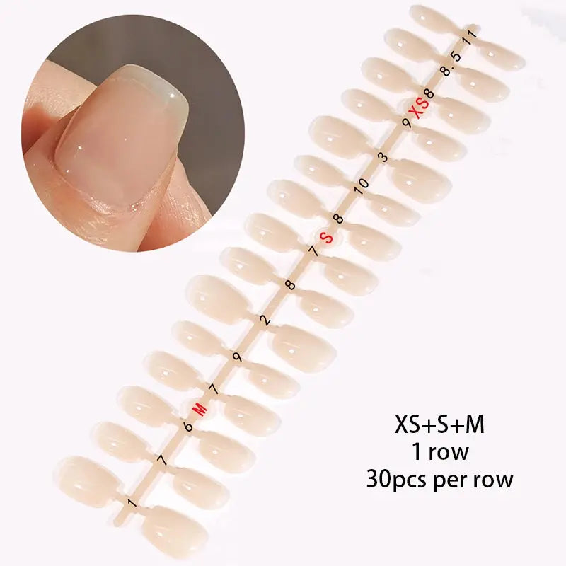 24Pcs/Set White French Press on Fake Nails Full Cover Artificial Wearable Nail Beauty Tips Naked French White False Nails Art Natalia Home Fashion   YU04 Natalia Home Fashion