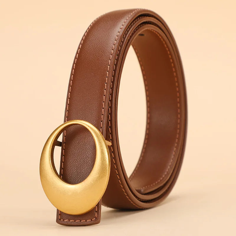 Women's Genuine Leather Belt 2023 New Fashion Women's Belt Trendy Korean Edition Popular Cowhide Trendy Belt Natalia Home Fashion   100cm-brown-CHINA Natalia Home Fashion