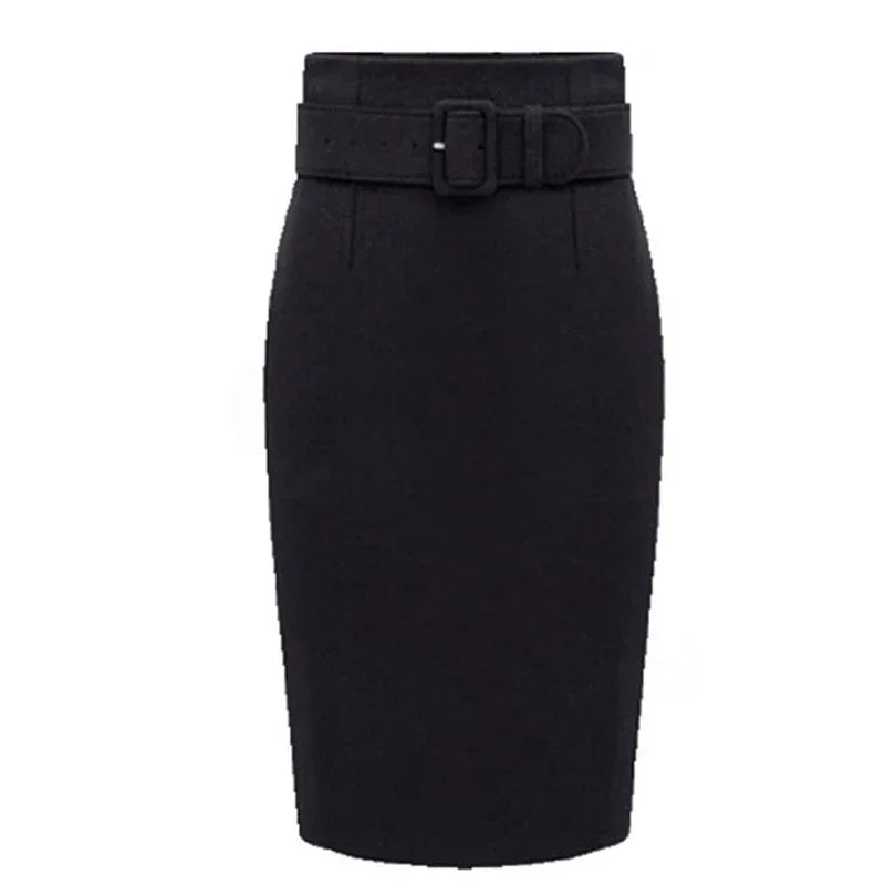 Women Autumn Fashion Style Knee Length Skirt 2024 Ladies Front Sashes Girl Pencil Skirts Femme Female Black Jupe Goth Skirts Natalia Home Fashion   Black-XL Natalia Home Fashion