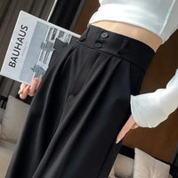 High Waist  Suit Pants Women Straight Black Korean Office Ladies Trousers Fashion Button Loose Spring Female Streetwear 2024 Natalia Home Fashion    Natalia Home Fashion