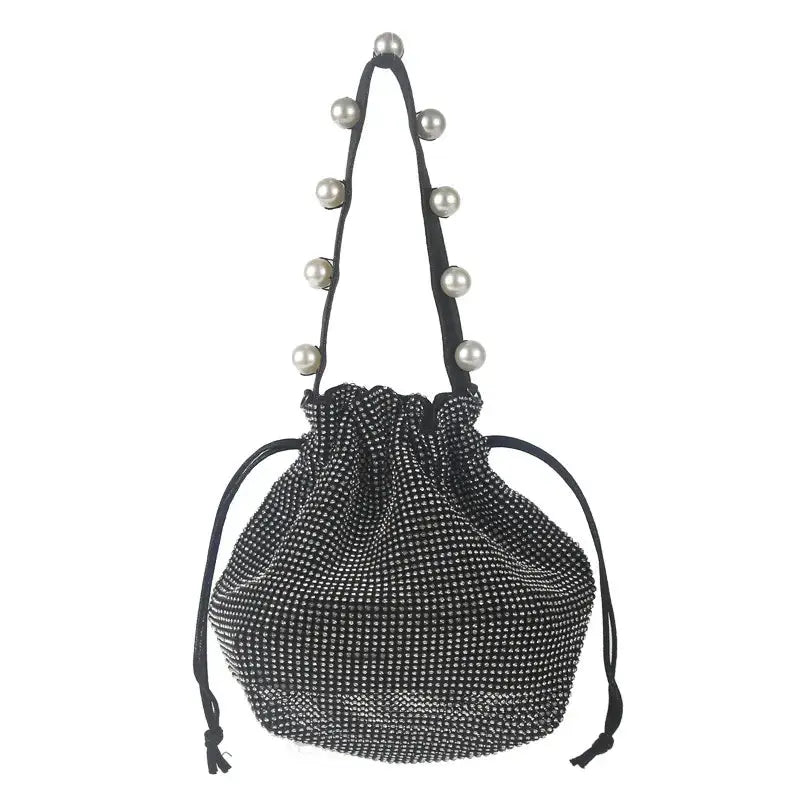 Shining Crystal Small Bucket Bags For Women Fashion Diamonds Chain Crossbody Bag Lady Evening Party Clutch String Handbags Bolsa My Store