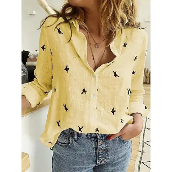 Shirt women's spring summer Europe and the United States pure women's casual long-sleeved linen shirt top My Store