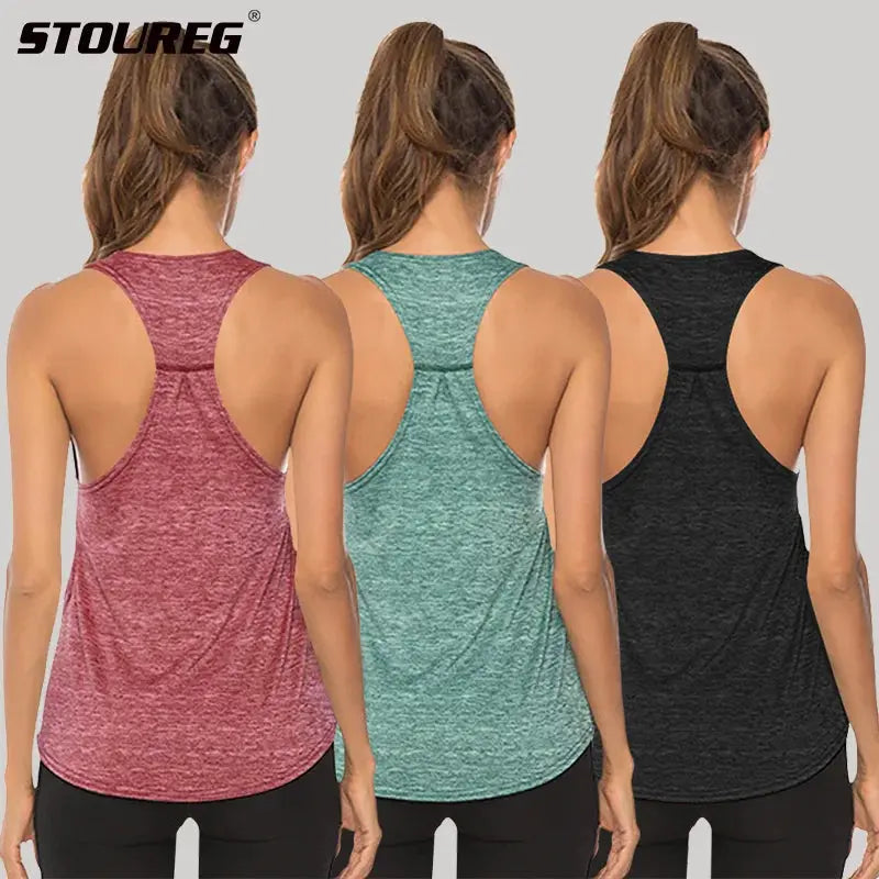 Sleeveless Racerback Yoga Tank Top, Women's Quick Dry Running Training Sports Vest Fitness Gym Top Workout Yoga Shirts Natalia Home Fashion    Natalia Home Fashion