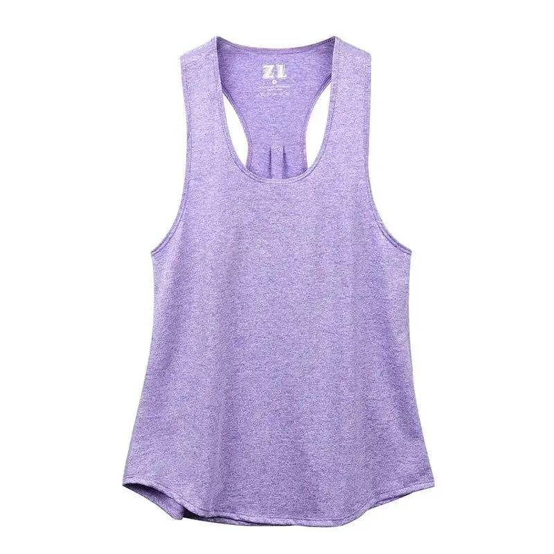 Sleeveless Racerback Yoga Tank Top, Women's Quick Dry Running Training Sports Vest Fitness Gym Top Workout Yoga Shirts Natalia Home Fashion   Purle-M Natalia Home Fashion