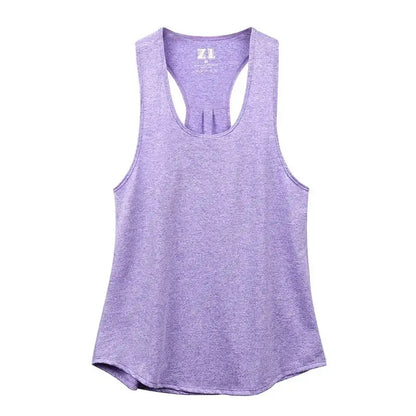 Sleeveless Racerback Yoga Tank Top, Women's Quick Dry Running Training Sports Vest Fitness Gym Top Workout Yoga Shirts Natalia Home Fashion   Purle-M Natalia Home Fashion