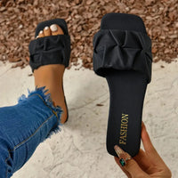 Slippers for Women Flip Flops Flats  New Pleated Korean Style Slippers Women Sandals Slip on Shoes Natalia Home Fashion    Natalia Home Fashion