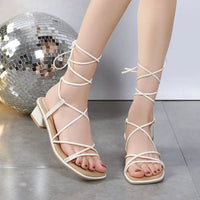 Summer Ankle Strap Women Sandals Ladies High Heels Female Gladiator Shoes Sexy Pumps Square Toe Party Shoes Natalia Home Fashion    Natalia Home Fashion