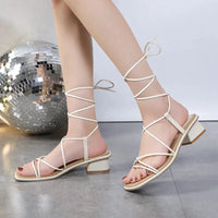 Summer Ankle Strap Women Sandals Ladies High Heels Female Gladiator Shoes Sexy Pumps Square Toe Party Shoes Natalia Home Fashion   Beige-42 Natalia Home Fashion