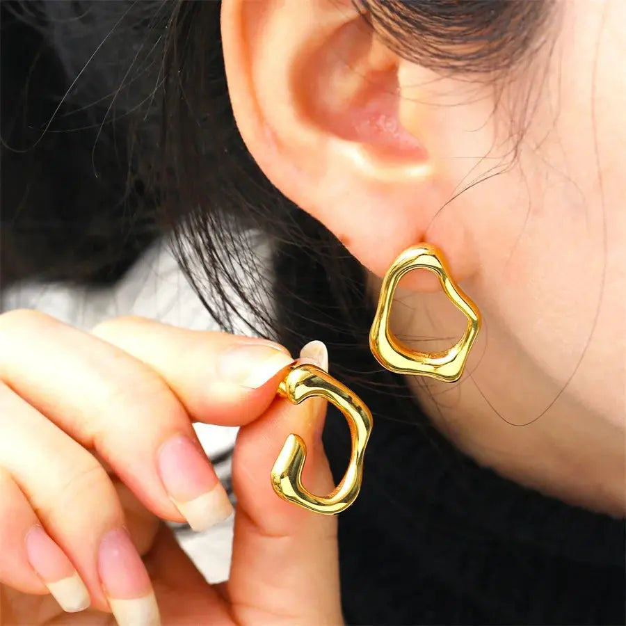 Trending Metal Geometry Stud Earring Fashion New Design Irregular Minimalist Earrings for Women Fashion Jewelry Gifts Natalia Home Fashion   e1661jin Natalia Home Fashion