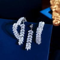 Unique Brilliant Marquise Cut Zirconia Luxury Wheat Leaf Earrings for Women Fashion Bridal Party Jewelry Natalia Home Fashion    Natalia Home Fashion