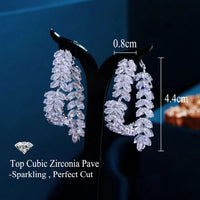 Unique Brilliant Marquise Cut Zirconia Luxury Wheat Leaf Earrings for Women Fashion Bridal Party Jewelry Natalia Home Fashion    Natalia Home Fashion