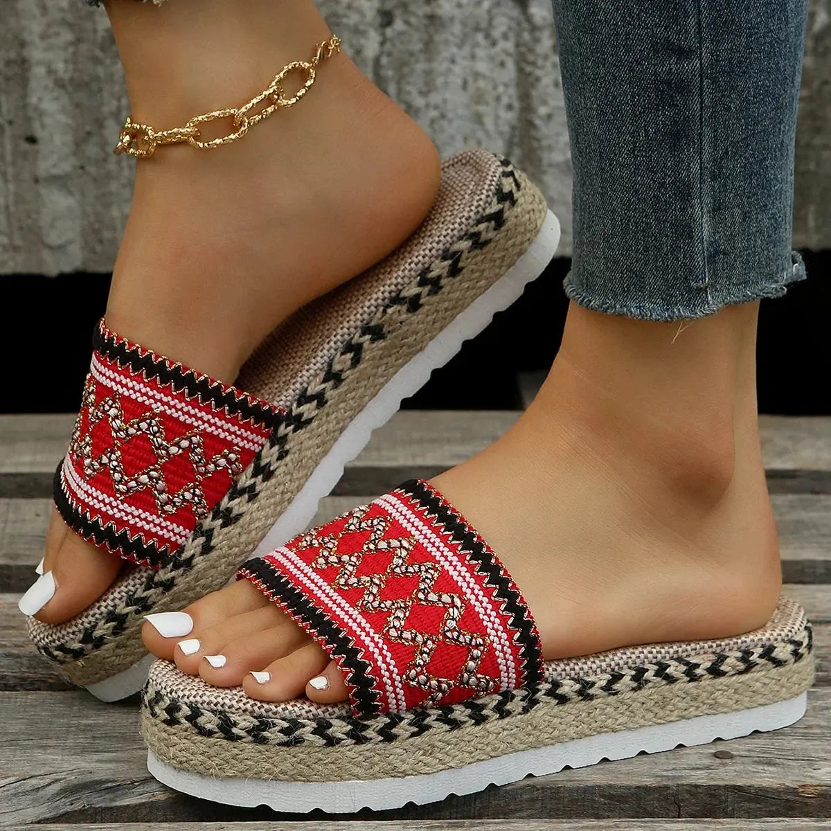 Weave Women's Slippers Platform Summer Shoes for Women  Beach Casual Heeled Sandals Bohemian Handmade Ladies Espadrilles Natalia Home Fashion    Natalia Home Fashion