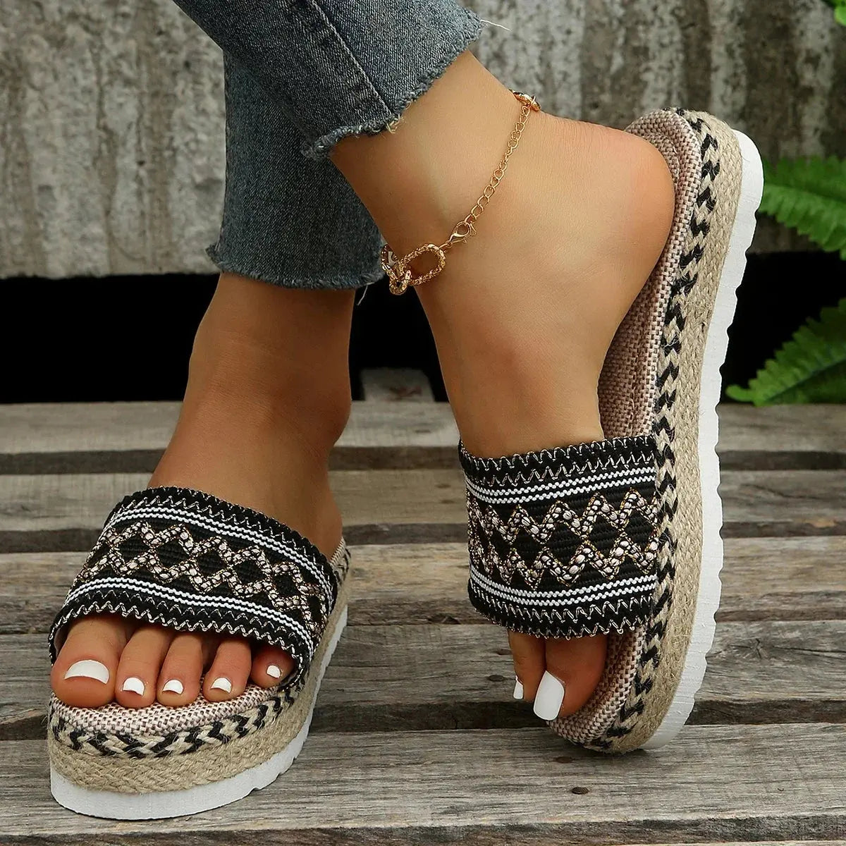 Weave Women's Slippers Platform Summer Shoes for Women  Beach Casual Heeled Sandals Bohemian Handmade Ladies Espadrilles Natalia Home Fashion    Natalia Home Fashion