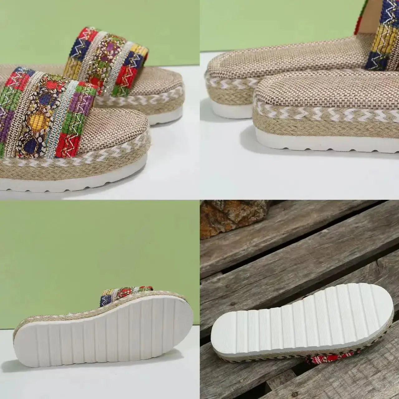 Weave Women's Slippers Platform Summer Shoes for Women  Beach Casual Heeled Sandals Bohemian Handmade Ladies Espadrilles Natalia Home Fashion    Natalia Home Fashion