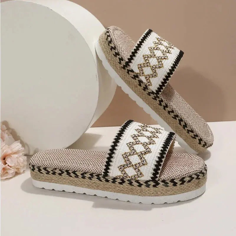 Weave Women's Slippers Platform Summer Shoes for Women  Beach Casual Heeled Sandals Bohemian Handmade Ladies Espadrilles Natalia Home Fashion   White-women-slippers-36 Natalia Home Fashion