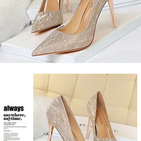 Woman Pumps Silver Champagne High Heels Stiletto Wedding Shoes Sequins Women Heels Fashion Ladies Shoes My Store