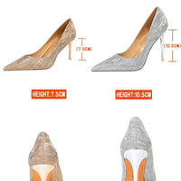 Woman Pumps Silver Champagne High Heels Stiletto Wedding Shoes Sequins Women Heels Fashion Ladies Shoes My Store