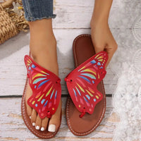 Women Butterfly Graffiti Slippers  Fashion Lightweight Anti Slip Flat Bottom Flip Flops Outdoor Beach Casual Shoes Natalia Home Fashion    Natalia Home Fashion