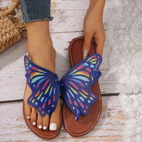 Women Butterfly Graffiti Slippers  Fashion Lightweight Anti Slip Flat Bottom Flip Flops Outdoor Beach Casual Shoes Natalia Home Fashion    Natalia Home Fashion