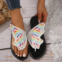 Women Butterfly Graffiti Slippers  Fashion Lightweight Anti Slip Flat Bottom Flip Flops Outdoor Beach Casual Shoes Natalia Home Fashion    Natalia Home Fashion