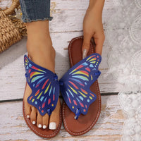 Women Butterfly Graffiti Slippers  Fashion Lightweight Anti Slip Flat Bottom Flip Flops Outdoor Beach Casual Shoes Natalia Home Fashion   Blue-43 Natalia Home Fashion