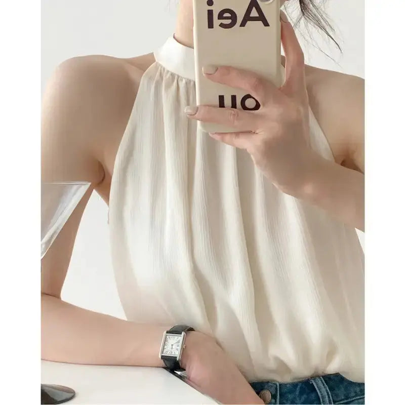 Women Fashion Tops Women Tank Tops Off The Shoulder Halter Crop Tops Elegant Blouse Women Chiffon My Store