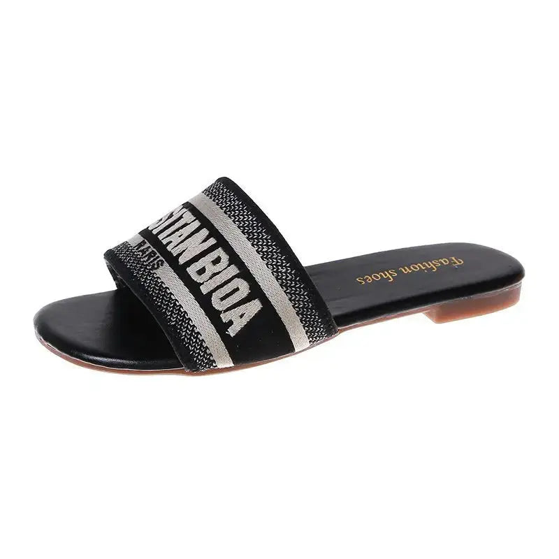 Women Flat Heels Slipper Outdoor Non-slip Casual Ladies Slides  Fashion Women Sandals Natalia Home Fashion   U5-black-42 Natalia Home Fashion