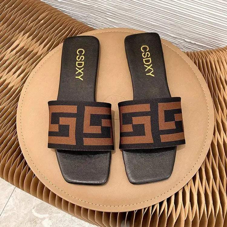 Women Flat Heels Slipper Outdoor Non-slip Casual Ladies Slides  Fashion Women Sandals Natalia Home Fashion   brown-42 Natalia Home Fashion