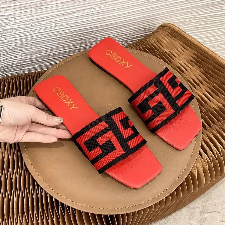 Women Flat Heels Slipper Outdoor Non-slip Casual Ladies Slides  Fashion Women Sandals Natalia Home Fashion   red-42 Natalia Home Fashion