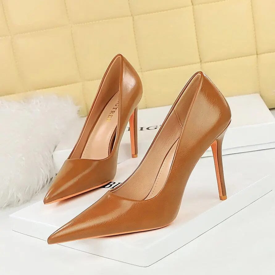 Women Pumps Retro Solid Color Pointed-toe Mujer Zapatos Wrap Toe Shallow Super High Heel Pumps Ladies Career Office Shoes My Store