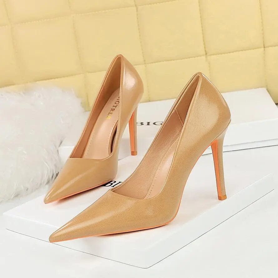 Women Pumps Retro Solid Color Pointed-toe Mujer Zapatos Wrap Toe Shallow Super High Heel Pumps Ladies Career Office Shoes My Store