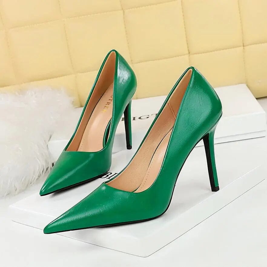 Women Pumps Retro Solid Color Pointed-toe Mujer Zapatos Wrap Toe Shallow Super High Heel Pumps Ladies Career Office Shoes My Store