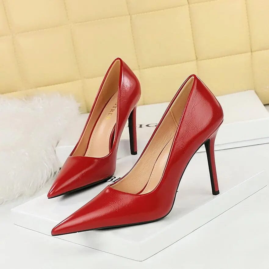 Women Pumps Retro Solid Color Pointed-toe Mujer Zapatos Wrap Toe Shallow Super High Heel Pumps Ladies Career Office Shoes My Store