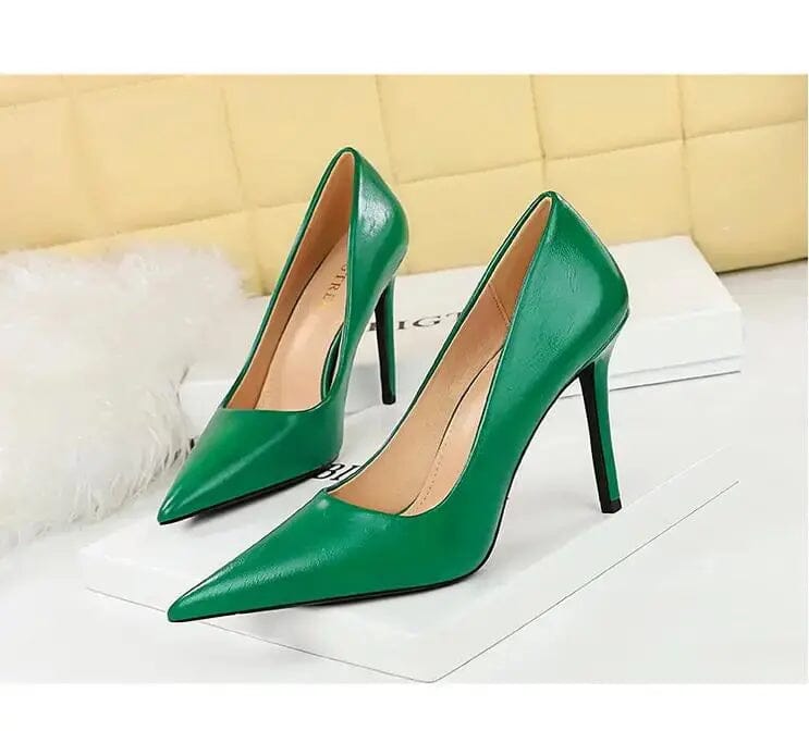 Women Pumps Retro Solid Color Pointed-toe Mujer Zapatos Wrap Toe Shallow Super High Heel Pumps Ladies Career Office Shoes My Store