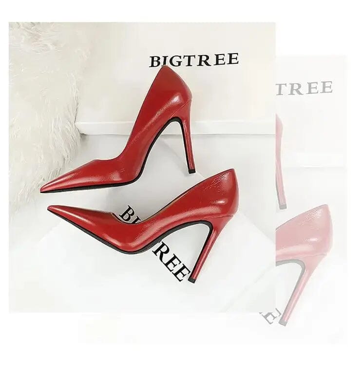 Women Pumps Retro Solid Color Pointed-toe Mujer Zapatos Wrap Toe Shallow Super High Heel Pumps Ladies Career Office Shoes My Store