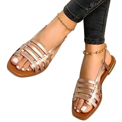 Women Sandals Woman Summer Hollow Out Roman Shoes - Women's Gladiator Open Toe  Flats Ladies Footwear Natalia Home Fashion   Gold-43 Natalia Home Fashion