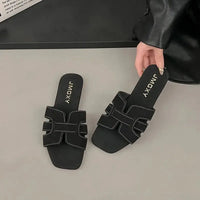 Women Slippers Flat Bottom Non-slip Outdoor Open Toe Every Day Wear Female Sandals Sexy Fashion Design Slides Woman Shoes Natalia Home Fashion   black-43 Natalia Home Fashion