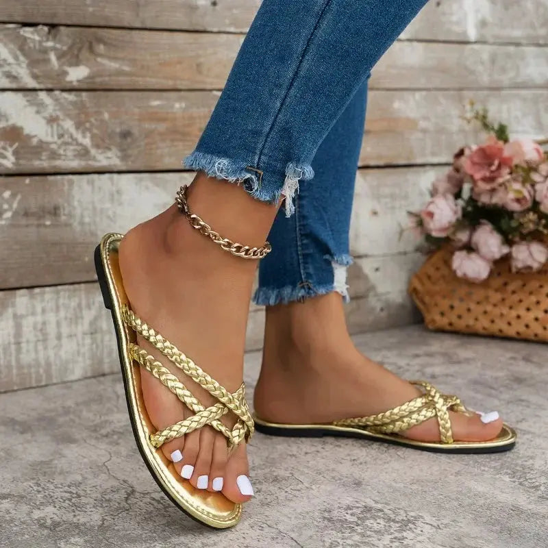 Women Square Toe Slippers Fashion Ladies Fashion Flip Flops Woman Clip Toe Slides Flats Female Comfortable Beach Shoes Women Natalia Home Fashion    Natalia Home Fashion