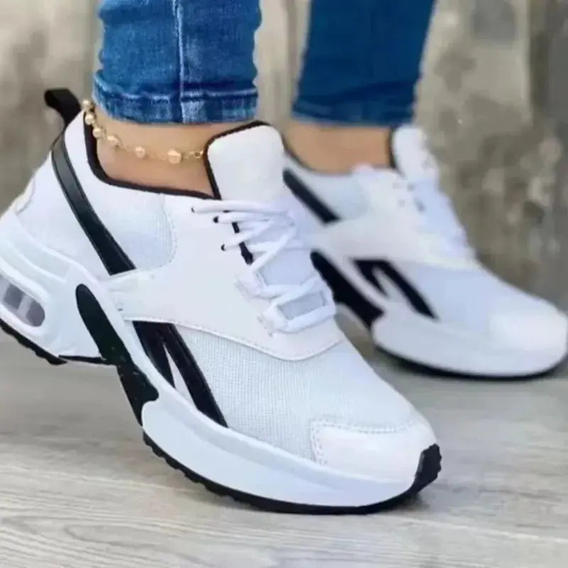 Women Tennis Shoes for Outdoor Sneakers Lace Up Wedge Platform Ladies Air Cushion Gym Sport Shoes Women Trainers Natalia Home Fashion   WHITE-43 Natalia Home Fashion