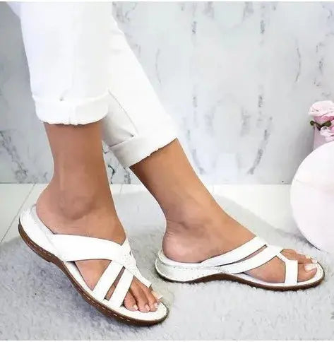 Women Wedge Sandals Casual Flat Shoes Female  Casual Summer Shoes for Women Flip Flop Flats Ladies Beach Slipper Sandal Natalia Home Fashion   White-35 Natalia Home Fashion