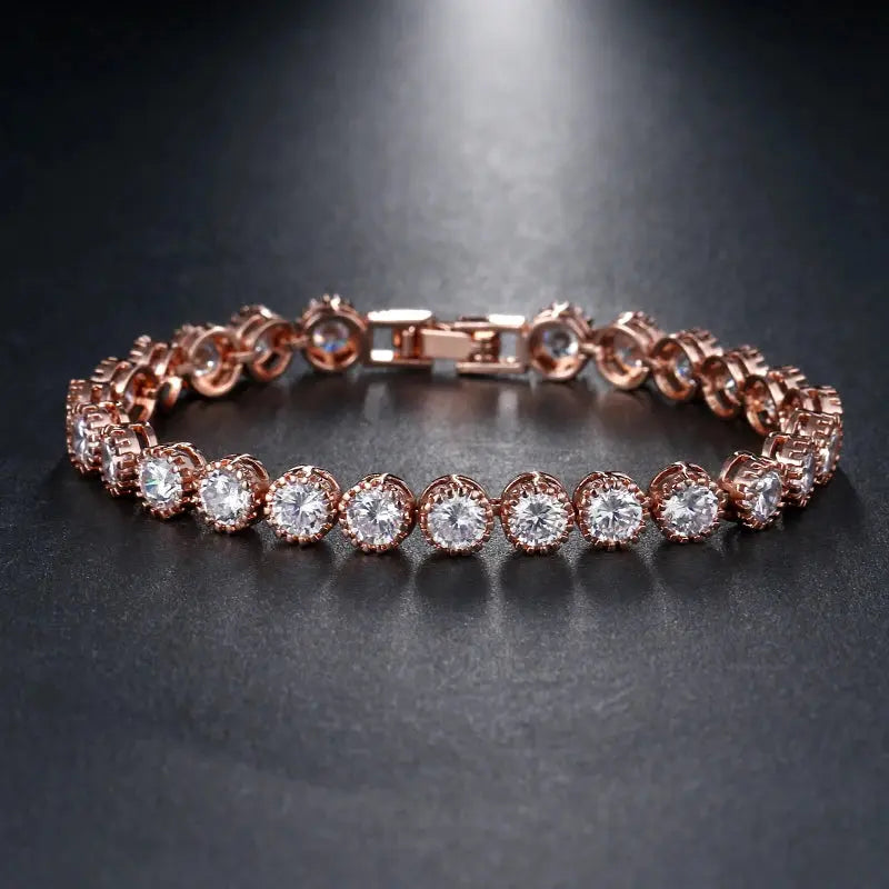 Women Wrist Bracelet Luxury Round Clear CZ Bracelets & Bangles for Elegant Party Jewelry Natalia Home Fashion   19cm-rose-gold Natalia Home Fashion