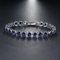 Women Wrist Bracelet Luxury Round Clear CZ Bracelets & Bangles for Elegant Party Jewelry Natalia Home Fashion   19cm-blue Natalia Home Fashion