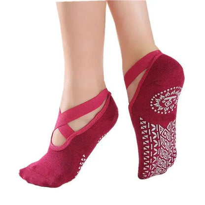 Women Yoga Socks Anti Slip Bandage Sports Ladies Girls Ballet Socks Dance Sock Slippers Yoga Socks Non Slip Acupressure Mat Natalia Home Fashion   Red-one-size Natalia Home Fashion