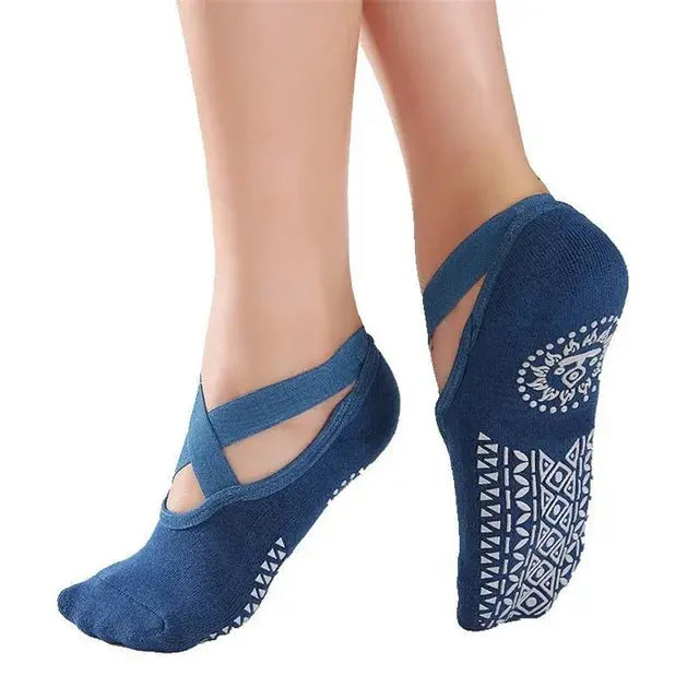 Women Yoga Socks Anti Slip Bandage Sports Ladies Girls Ballet Socks Dance Sock Slippers Yoga Socks Non Slip Acupressure Mat Natalia Home Fashion   Blue-one-size Natalia Home Fashion