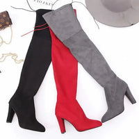 Women boot Faux Suede Women Over The Knee Boots Lace Up Sexy High Heels Shoes Woman Female Slim Thigh High Boots My Store