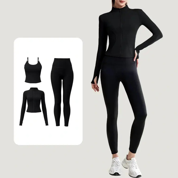 Women's High-Waisted Ribbed Workout Gear Seamless Yoga Wear Sports Bra Set Fitness Gym Clothing Suit My Store