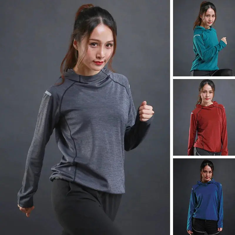 Women's Jacket Hoodies Long Sleeve T-shirts Running Training Clothes Quick Dry Breathable Sports T Shirt For Women Natalia Home Fashion    Natalia Home Fashion