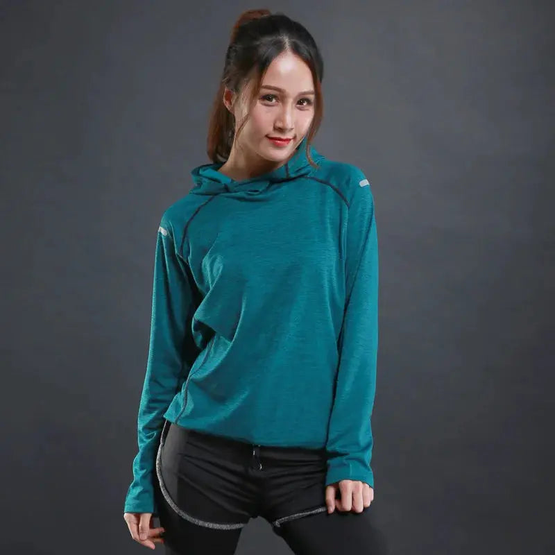 Women's Jacket Hoodies Long Sleeve T-shirts Running Training Clothes Quick Dry Breathable Sports T Shirt For Women Natalia Home Fashion   green-XXL Natalia Home Fashion