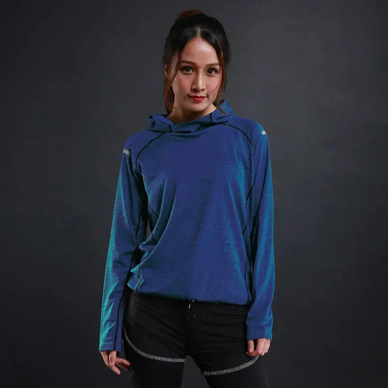 Women's Jacket Hoodies Long Sleeve T-shirts Running Training Clothes Quick Dry Breathable Sports T Shirt For Women Natalia Home Fashion   Blue-XXL Natalia Home Fashion