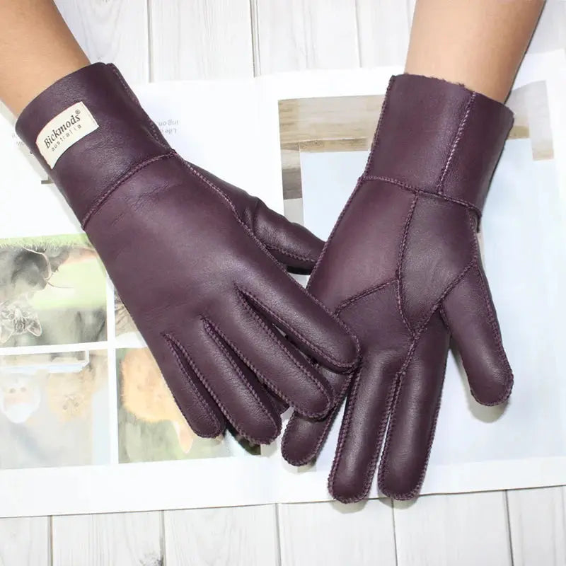 Women's fur Sheep Skin gloves Leather color warm winter wool lining wind and cold gloves Natalia Home Fashion    Natalia Home Fashion